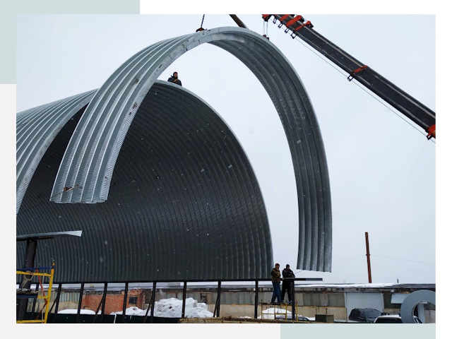 Полукруглые ангары в Торжке